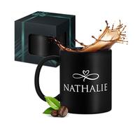 Maverton Tasse en céramique personnalisée pour femme - 330 ml Mug décoratif pour maman - pour anniversaire - Noël - Saint-Valentin - Tasse à café avec Coffret Cadeau - noir mat - prénom