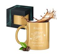 Maverton Tasse en céramique personnalisée pour femme - 330 ml Mug décoratif pour maman - pour anniversaire - Noël - Saint-Valentin - Tasse à café avec Coffret Cadeau - or brillant - signe du zodiaque