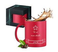 Maverton Tasse en céramique personnalisée pour femme - 330 ml Mug décoratif pour maman - pour anniversaire - Noël - Saint-Valentin - Tasse à café avec Coffret Cadeau - rouge mat - tu es mon étoile