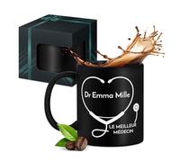 Maverton Tasse en céramique personnalisée pour femme - 330 ml Mug décoratif pour maman - pour anniversaire - Noël - Saint-Valentin - Tasse à café avec Coffret Cadeau - noir mat - médecin traitant