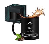 Maverton Tasse en céramique personnalisée pour femme - 330 ml Mug décoratif pour maman - pour anniversaire - Noël - Saint-Valentin - Tasse à café avec Coffret Cadeau - noir mat - tu es mon étoile