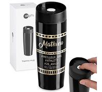 Maverton Thermo Mug Noir pour lui - Thermos Café-Thé - Mug isotherme de 35 cl - Fermeture à Pression - En acier inoxydable - Cadeau d’anniversaire pour chaque homme - Anniv
