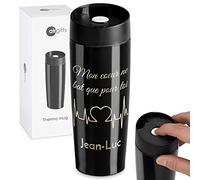 Maverton Thermo Mug Noir pour lui - Thermos Café-Thé - Mug isotherme de 35 cl - Fermeture à Pression - En acier inoxydable - Cadeau d’anniversaire pour chaque homme - Amour