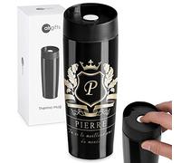 Maverton Thermo Mug Noir pour lui - Thermos Café-Thé - Mug isotherme de 35 cl - Fermeture à Pression - En acier inoxydable - Cadeau d’anniversaire pour chaque homme - Couronne