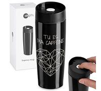 Maverton Thermo Mug Noir pour lui - Thermos Café-Thé - Mug isotherme de 35 cl - Fermeture à Pression - En acier inoxydable - Cadeau d’anniversaire pour chaque homme - Caféine