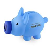 Maverton Tirelire Cochon avec Gravure - Tirelire Enfants - Première Tirelire pour Petit garçon - Tirelire Bleue personnalisée - pour Anniversaire - Souvenir pour Enfant - Premiere Tirelire