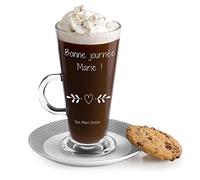 Maverton Verre à Latte Macchiato avec gravure pour femmes - Grande Tasse à Café avec poignée - Verre de 360 ml à personnaliser pour elle - pour anniversaire - pour maman - Bonne journée