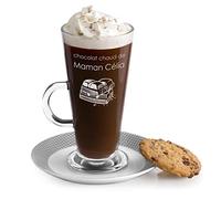 Maverton Verre à Latte Macchiato avec gravure pour femmes - Grande Tasse à Café avec poignée - Verre de 360 ml à personnaliser pour elle - pour anniversaire - pour maman - Chocolat