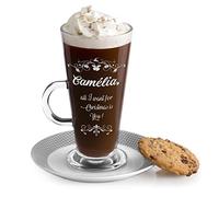 Maverton Verre à Latte personnalisable - Verre à Café avec gravure pour Noël - Tasse pour homme - Mug en verre pour couple - Accessoire cuisine pour femme - Thème de Noël - All I want is you