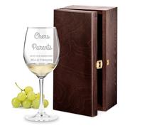 Maverton Verre à Vin en Cristal - Gobelet gravé 350 ml - Verre Personnalisé - Vin Rouge et Blanc - Cadeau d’anniversaire pour chaque Couple - Petite Verrerie pour parents - Parents