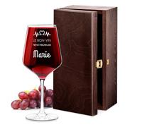 Maverton Verre à Vin XL pour elle - 530ml - Verre Personnalisé à Vin Rouge et Blanc - Cadeau d’anniversaire pour chaque Femme - Heureuse