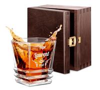 Maverton Verre à whisky avec gravure pour papy - Avec motif géométrique - Cadeau Personnalisé pour grand-pere Cadeau Homme - Gravé pour anniversaire - Verre a whisky au design unique - Chapeau