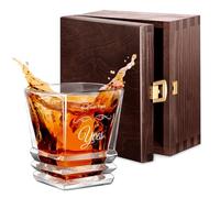 Maverton Verre à whisky pour homme - Avec motif décoratif - Verre gravé - géométrique pour lui - Verrerie à whisky au design unique avec personnalisation - Pour anniversaire - Noël