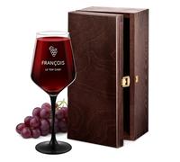 Maverton Verre Personnalisé à vin rouge et blanc - Verre à Pied Noir pour Anniversaire 30 cl - Verrerie a vin avec Gravure Cadeau Homme Anniversaire - Cadeau Personnalisé pour ami - Chef