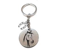 Mavijewel Porte-clés Homme Femme en Acier avec Pendentif Corne Porte-bonheur Personnalisé Inscription/Corne/Patte/Arbre/Main de Fatima/Chouette/Livraison Gratuite, 10 cm, acier