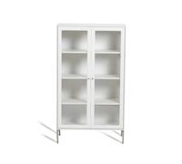 Mavis Vitrine Volt 130 cm laquée blanche Détails en acier inoxydable