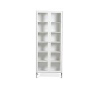 Mavis Vitrine Volt 190 cm laquée blanche Détails en acier inoxydable