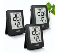 MAVORI® 3 Pcs Thermomètres Et Instruments Météorologiques Intérieur | Thermomètre Numérique De Précision | Outil De Mesure Pour La Maison | Hygrometer Thermometre Interieur Design (Noir)
