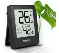 MAVORI® Thermomètre Et Hygromètre D'intérieur Mural| Hygromètre Précise De La Température Et De L'humidité | Thermomètre Maison Digital Pour Un Environnement Intérieur Sain (Noir)