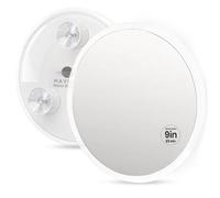 Mavoro Miroir de Douche 9" avec 3 ventouses puissantes | Miroir Acrylique sans grossissement | Miroir de Rasage & Soins de Voyage Portable | Transparent