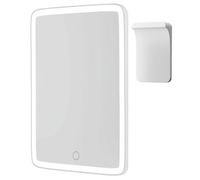 Mavoro Miroir de Voyage 17.5 x 22.5 cm LED Éclairé Rechargeable | Petit Miroir Mural Adhésif | Montage Mural Peel & Stick Éclairé | Vrai Verre avec Capteur Tactile | Miroir Coiffeuse avec Support