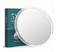 Mavoro Miroir grossissant de 22,9 cm avec 3 ventouses puissantes | Grossissement x5 | Miroir de maquillage et cosmétique de voyage portable (5X)