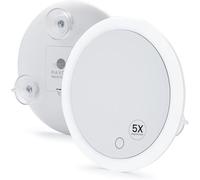 Mavoro Miroir Grossissant LED 17 cm avec 3 Ventouses Puissantes | Grossissement 5X | Miroir Maquillage & Cosmétique de Voyage Portable Éclairé (4 Piles AAA | 5X)