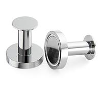 Mavoro Porte Manteaux Aimantés pour Accrocher Manteaux et Sacs, 2 Crochets Muraux Chromés Extrêmement Solides, Porte Manteaux pour Porte avec Aimant en Métal Néodyme Rare, Crochets Porte de Frigo