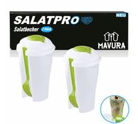 MAVURA Living Salade To-Go Cup Gobelets à salade avec couvercle et récipient à vinaigrette, salade, légumes, fruits, yaourt, céréales, avec fourchette [Lot de 2]
