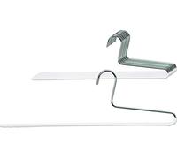 MAWA Cintre pour Pantalons KH, Lot de 10, Gain de Place, avec Une Barre, idéal pour Les Jeans, Pantalons et Jupes, Ecoresponsable, Revêtement Antidérapant, 35 cm, Blanc