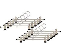 MAWA Cintres à Pinces, Lot de 10, en Métal, Gain de Place, pour Pantalons et Jupes, Clips avec Revêtement Antidérapant, Crochets Rotatifs à 360°, 30 cm, Noir