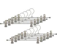 MAWA Cintres à Pinces, Lot de 10, en Métal, Gain de Place, pour Pantalons et Jupes, Clips avec Revêtement Antidérapant, Crochets Rotatifs à 360°, 30 cm, Argenté
