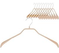 MAWA Cintres, Bodyform, Lot de 10, Épaules Larges, en Métal avec Support d'épaule, Galbé, pour Manteaux, Tailleurs et Vestes, Crochets Rotatifs à 360°, 42 cm, Latte