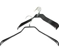 MAWA Cintres, Bodyform, Lot de 10, Épaules Larges, en Métal avec Support d'épaule, Galbé, pour Manteaux, Tailleurs et Vestes, Crochets Rotatifs à 360°, 42 cm, Noir