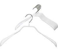 MAWA Cintres, Bodyform, Lot de 10, Épaules Larges, en Métal avec Support d'épaule, Galbé, pour Manteaux, Tailleurs et Vestes, Crochets Rotatifs à 360°, 42 cm, Blanc