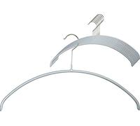 MAWA Cintres, Economic P, Lot de 10, Gain de Place, Arrondi, idéal pour Les T-Shirts et Les Pull-Overs, Crochets Rotatifs à 360°, Revêtement Antidérapant, 40 cm, Argent