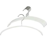 MAWA Cintres, Economic P, Lot de 10, Gain de Place, Arrondi, idéal pour Les T-Shirts et Les Pull-Overs, Crochets Rotatifs à 360°, Revêtement Antidérapant, 30 cm, Blanc