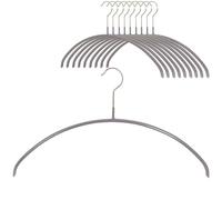 MAWA Cintres, Economic P, Lot de 10, Gain de Place, Arrondi, idéal pour Les T-Shirts et Les Pull-Overs, Crochets Rotatifs à 360°, Revêtement Antidérapant, 40 cm, Gris Pierre