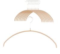 MAWA Cintres, Economic P, Lot de 10, Gain de Place, Arrondi, idéal pour Les T-Shirts et Les Pull-Overs, Crochets Rotatifs à 360°, Revêtement Antidérapant, 40 cm, Latte