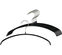 MAWA Cintres, Economic P, Lot de 10, Gain de Place, Arrondi, idéal pour Les T-Shirts et Les Pull-Overs, Crochets Rotatifs à 360°, Revêtement Antidérapant, 30 cm, Noir