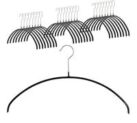 MAWA Cintres, Economic P, Lot de 25, Gain de Place, Arrondi, idéal pour Les T-Shirts et Les Pull-Overs, Crochets Rotatifs à 360°, Revêtement Antidérapant, 46 cm, Noir