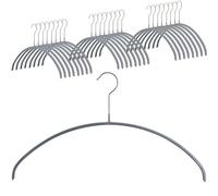 MAWA Cintres, Economic P, Lot de 25, Gain de Place, Arrondi, idéal pour Les T-Shirts et Les Pull-Overs, Crochets Rotatifs à 360°, Revêtement Antidérapant, 46 cm, Argent