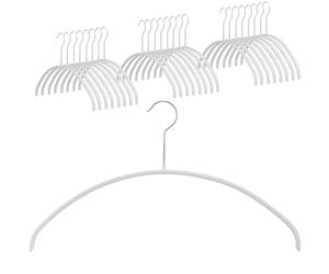 MAWA Cintres, Economic P, Lot de 25, Gain de Place, Arrondi, idéal pour Les T-Shirts et Les Pull-Overs, Crochets Rotatifs à 360°, Revêtement Antidérapant, 40 cm, Blanc