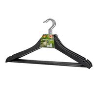 MAWA Cintres en Bois, Lot de 5, Bois de Lotus, Certifié FSC®, avec Encoches de Jupe et Barres Antidérapantes, Armoire Peu Encombrante, Crochets Rotatifs à 360°, 44 cm, Noir Laqué Mat
