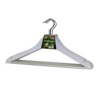 MAWA Cintres en Bois, Lot de 5, Bois de Lotus, Certifié FSC®, avec Encoches de Jupe et Barres Antidérapantes, Armoire Peu Encombrante, Crochets Rotatifs à 360°, 44 cm, Blanc Laqué Mat