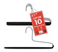 MAWA Cintre pour Pantalons KH, Lot de 10, Gain de Place, avec Une Barre, idéal pour Les Jeans, Pantalons et Jupes, Ecoresponsable, Revêtement Antidérapant, 35 cm, Noir