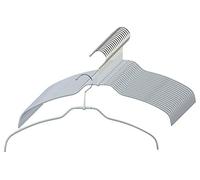 MAWA Cintres Light, Lot de 20, Fin, 50% Économie d'espace, pour Chemises, Chemisiers et Textiles Délicats, Crochets Rotatifs à 360°, Revêtement Antidérapant, 42 cm, Argent