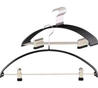 MAWA Cintres, Lot de 10, avec Pinces Robustes Protégeant Le Matériel, pour Les T-Shirts, Les Pantalons et Les Jupes, Crochets Rotatifs à 360°, Revêtement Antidérapant, 40 cm, Noir