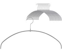 MAWA Cintres, Lot de 20, Mince, Peu Encombrant, Parfait pour Les T-Shirts, Les Hauts et Les Pulls Légers Crochets Rotatifs à 360°, Revêtement Antidérapant, 36 cm, Argent