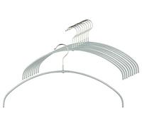 MAWA Cintres, Lot de 20, Mince, Peu Encombrant, Parfait pour Les T-Shirts, Les Hauts et Les Pulls Légers Crochets Rotatifs à 360°, Revêtement Antidérapant, 40 cm, Argent